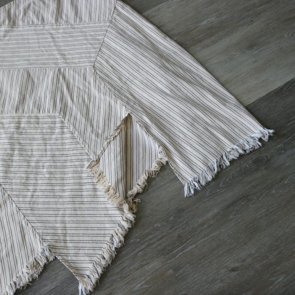 Asymmetric striped fringe midi length skirt - Picture 4 of 8